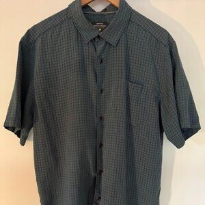 Quicksilver Blue Plaid Short Sleeve Shirt, Size L